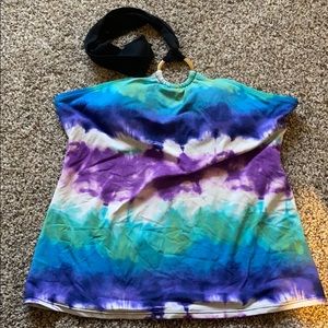 Colorful halter top swim tankini top and bottoms